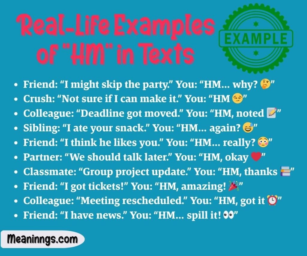 Real-Life Examples of "HM" in Texts