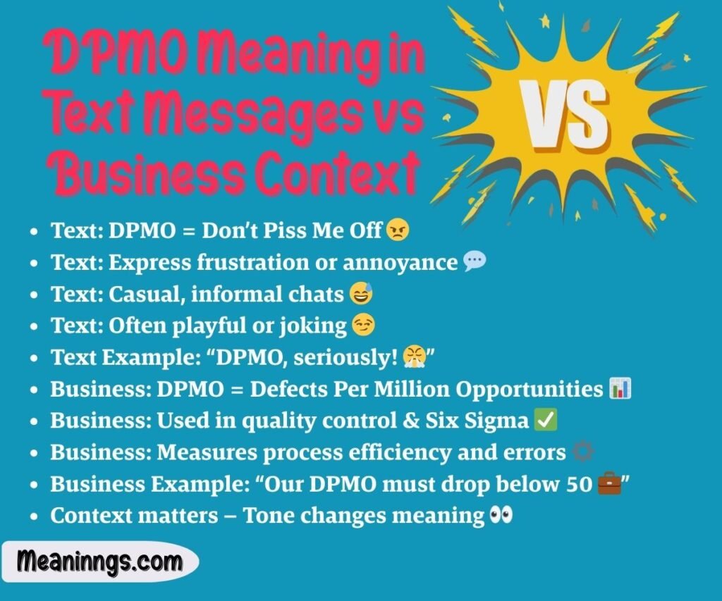DPMO Meaning in Text Messages vs Business Context