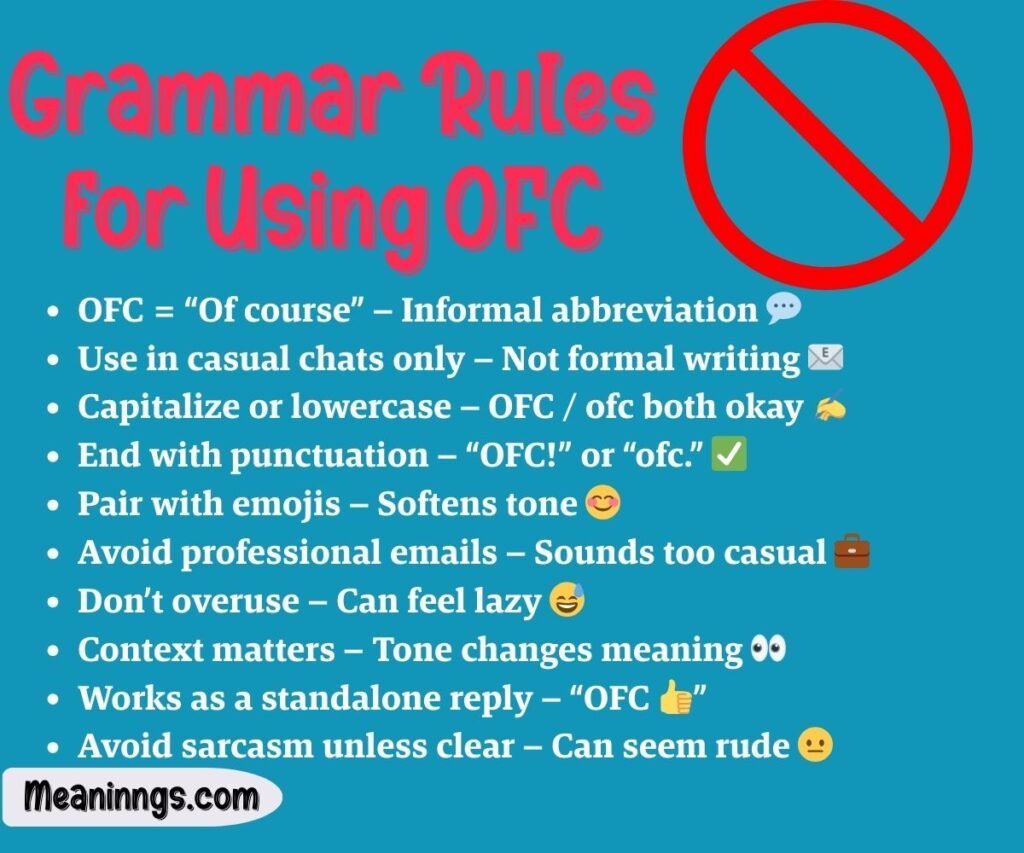 Grammar Rules for Using OFC